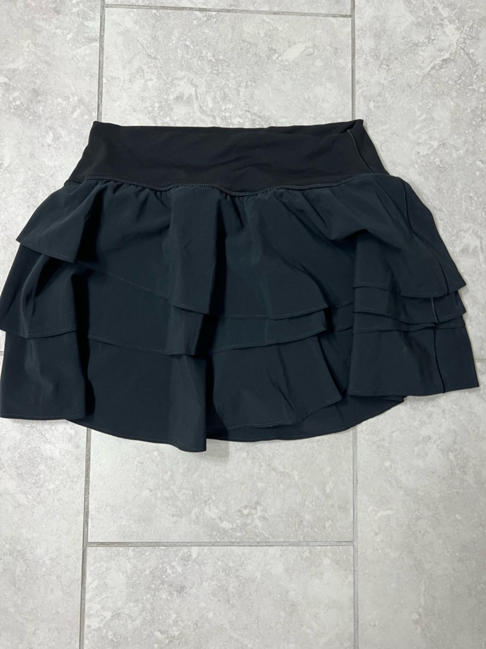 aerie Black Ruffled Skater Skort